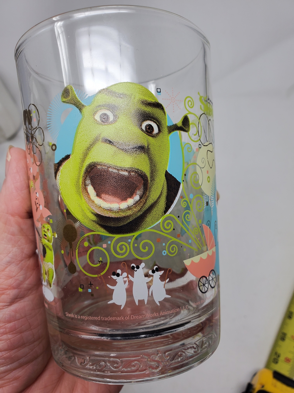Shrek Character McDonalds Glass Cup - Green Shrek Print